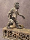 1900 Antique Cast Iron Mechanical Bank Strike Bowling Alley Figural Coin Man Rar