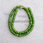 Handmade Green Jadeite Rondelle Necklace  8mm Natural Gemstone Jewelry  Boho St