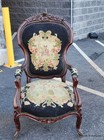 Antique Quality Carved Mahogany Victorian Era Needlepoint Parlor Chair  C1870