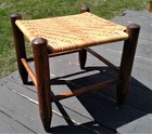 Antique Oak Foot Stool With Hand Woven Seat 1900s Era