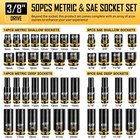 3 8   Drive 50pcs Impact Socket Set  Sae   Metric  Deep   Shallow  With Wrench
