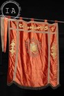 Antique Ceremonial English Silk Heraldic Flag With Spear Mount