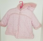 Carter   s Baby Girl Pink Quilted Jacket Embroidered Stars Puff Plush satin Lined