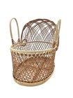 Vintage Wicker Rattan Peacock Bassinet Baby Doll Dog Bed Boho Chic