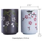 2 Count 10oz Handleless Ceramic Tea Cups Hand-painted Floral Chinese Japanese