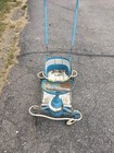 Vintage 1950s Taylor Tot Blue White Metal Wood Baby Stroller Walker Fenders