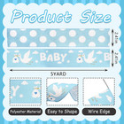 2 Rolls Baby Boy Linen Blue Diaper Cake Ribbon - Stork Baby Shower Wired Ribbon 