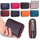 Mens Womens Rfid Blocking Leather Wallet Id Credit Card Holder Zipper Purse