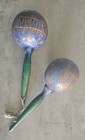 2 Maracas Carved Honduras 