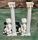 Vintage 1970s White Angel Cake Pillars Set Of 2 Baby Cherub Plastic 