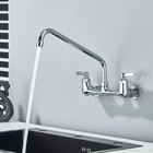 Chrome Commercial Kitchen Faucet 2-handle Mixer 14 Inch Swivel Spout Wall Mount