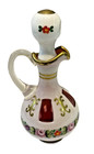Vintage Bohemia Art Glass Cruet White Overlay Cranberry Or Ruby Red Glass 