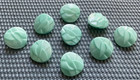 9 Matching Antique Vtg Mint Green Glass Buttons - 7 8    - Old Lot