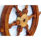 Handcrafted Wooden Ship Wheel Wall Decor   Solid Wood   Brass Nautical Designer