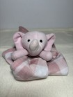 Elephant Lovey Plush Pink White Check Baby Security Blanket 13 Inches Wide