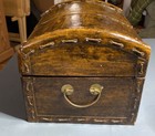 Decorative Brown Wooden Trunk With Front Buckle Snap Closure