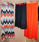 Vtg 7 Pc 70s Womens Clothing Blouse Tops Skirts Lot White Black Red Stripe Solid
