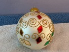 Christmas Ornament Glass Silver Ball Color Diamonds   Gold Glitter Aa4387