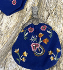 Authentic Bunad Access   Blue Wool Embroidered Norwegian Hat   Purse Nysolv 60gr