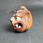 Vintage Japanese Clay Bell Dorei Oni Signed Demon Devil Head Talisman