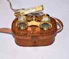 Vintage Brass Opera Glasses Mother Of Pearl   Handle Brass Fittings France