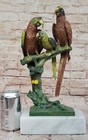 Vintage Austrian Bronze Cockatoo Parrot Bird Figurine On Tree Stump Sale Artwork