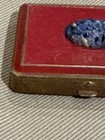 Antique Art Deco Lapis Lazuli Red Enamel Goldtone Rectangular Compact W  Mirror