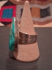 Vintage Southwestern Turquoise Sterling Silver Ring Size  8 Signed Drt