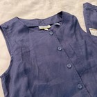 Vintage Jacqueline Ferrar 100  Linen Blue Button Front Vest Pants Set Deadstock