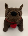 Dan Dee Adorable Plush Brown Bulldog Super Soft With Heart Collar 13    Tall