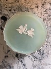 Empty Vintage Avon Powder Jar Rapture Beauty Dust Green Dresser Box W doves Read