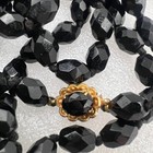 Vintage Glass Beaded Necklace Mourning Faceted 54  Flapper Opera Length