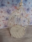 White Metal Decorative Bird Cage Farmhouse Shabby Chic Cottage Style 15  Hanging