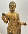 Antique Buddhism Large Standing Thai Cast Bronze Buddha Sukhothai Style 15 5    T