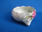 Vienna Austria Scalloped Top Footed China Open Salt Cellar W red Flowers  C1900