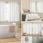 Non-see-through White Privacy Semi Sheer Curtains 45 Inches Long 2 Panels Set   