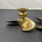 Mid Century Modern Set-2 Brass Nautical Boat Propeller Candle Stick Holders