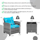 Patio 3pcs Rattan Furniture Bistro Set Cushioned Sofas Side Table Armrest