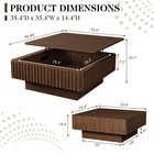 Fluted Lift Top Coffee Table With Charging Station   Storage Modern Coffee Table