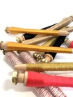 Quills Wood Threaded Brass Tip Bobbins Spools Vintage Industrial Wood Lot-12 