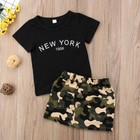 Toddler Kids Baby Girls Tops T-shirt Short Skirts Outfits Clothes Summer Set