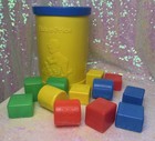 1977 Fisher Price Baby s First Blocks Shape Sorter Bucket With 12 Shapes Vintage