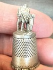 Vintage Pewter Thimble Of Old Minor Packmule Loaded Down With Mining Equipment