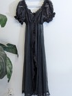 Vtg 70s Tosca Lingerie Negligee Peignoir 2 Pc Set Black Sm Old Hollywood Boudoir