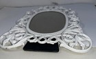 White Enamel Metal Scroll Flowervintage Photo Picture Frame Frames Freestanding 