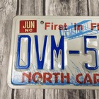 Vintage 1994 North Carolina License Plate Dvm-5596 Blue Red 94 Sticker Embossed