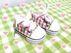18 Inch Doll Tennis Shoes Pink And Green Plaid Fits American Girl Doll