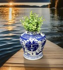 Chinese Blue White Porcelain Ginger Jar Vase Dbl Happiness Dragon Phoenix 7 