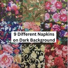 Bundle Of 9 Decoupage Paper Napkins  Floral Flower Dark Background For Art
