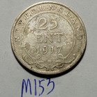 1917 C Newfoundland Silver 25 Cent Twenty-five  George V Nfld M153